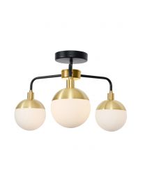 Create a stunning ambiance with the Sadie Bathroom Semi Flush Ceiling Light in Black and Brass