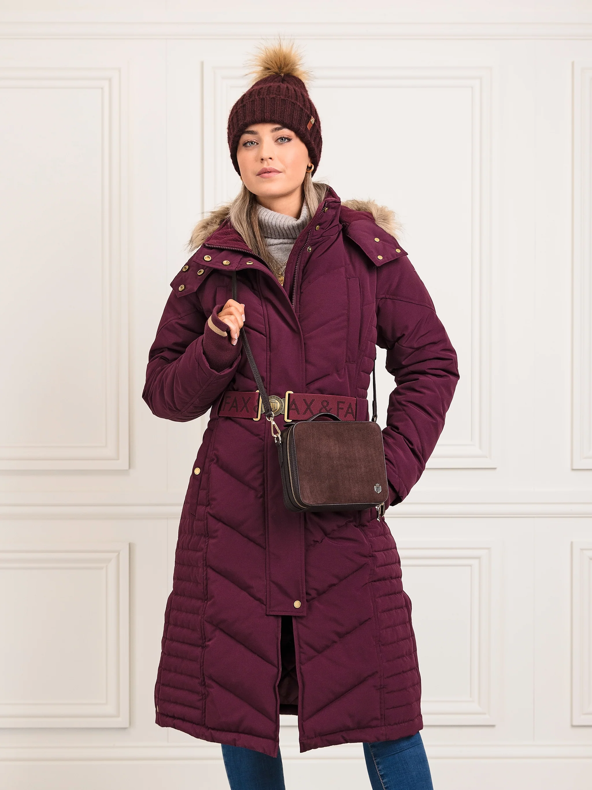 The Charlotte Added! Women's Padded Longline Coat - Plum