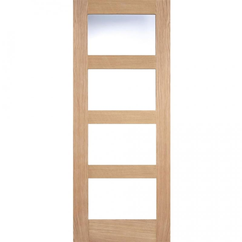 LPD Contemporary Unfinished Oak 4 Light Clear Glass Internal Door