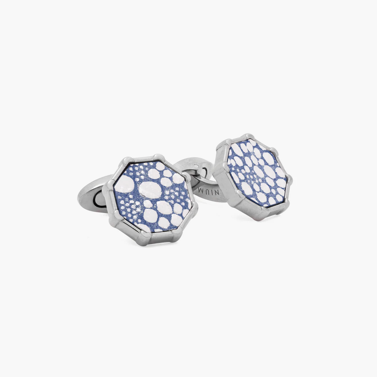 70% Off Mercury navy blue leather cufflinks in titanium