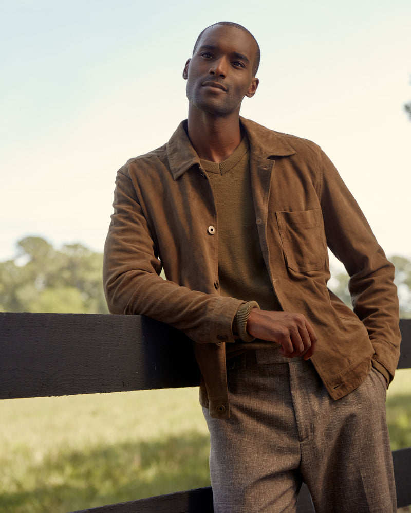 Achieve a cool and casual look with the Ranch Jacket in Uniform Green, as seen on our male model. Shop now!
