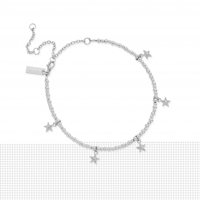 Sterling Silver Mini Cute Multi Star Anklet SANMC3028