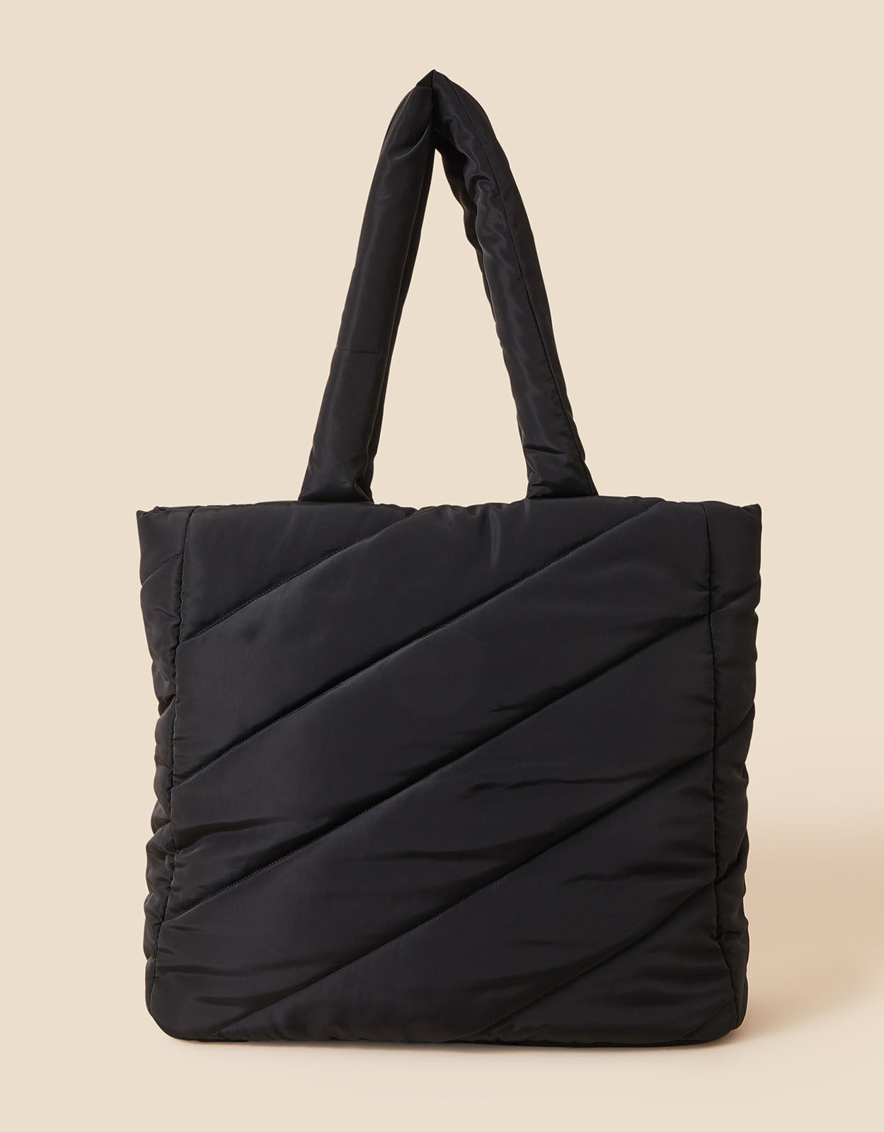 Quilted Shopper Bag in Recycled Nylon, Black (BLACK), large
