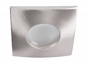 Eckiger Kanlux Einbaustrahler QULES in chrom matt für Feuchträume IP44 mit mattem Frontglas
