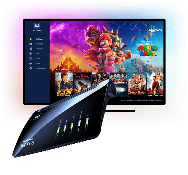 router mit 1und1 cinema im fernseher