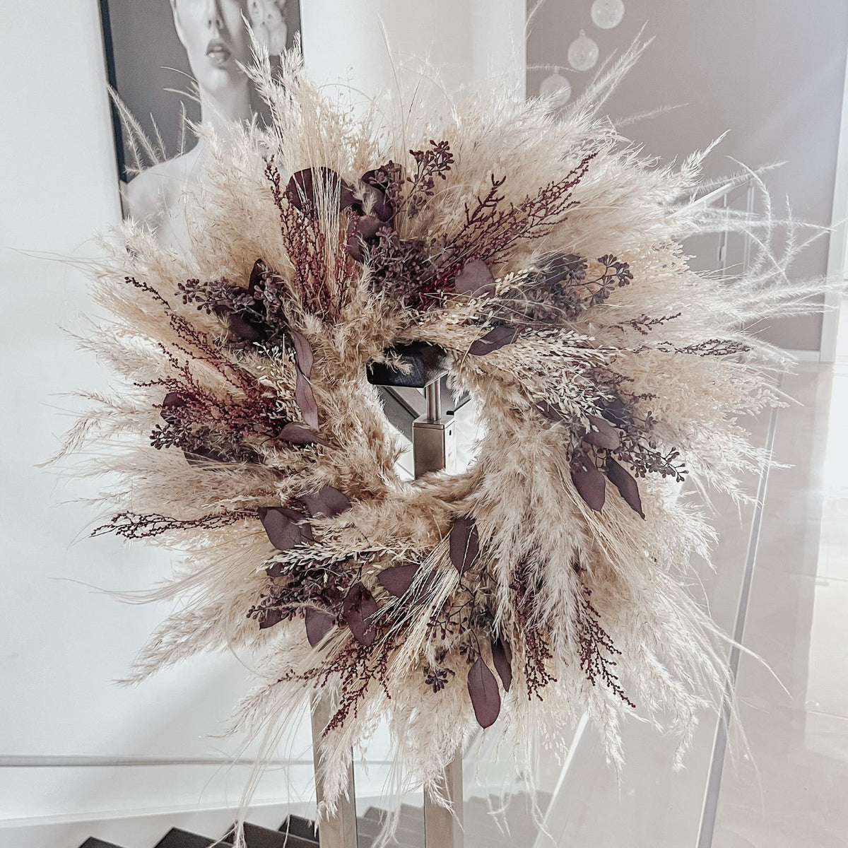 Kranz "Pampas-Eukalyptus Rot"
