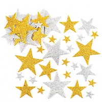 Gold & Silver Glitter Star Stickers