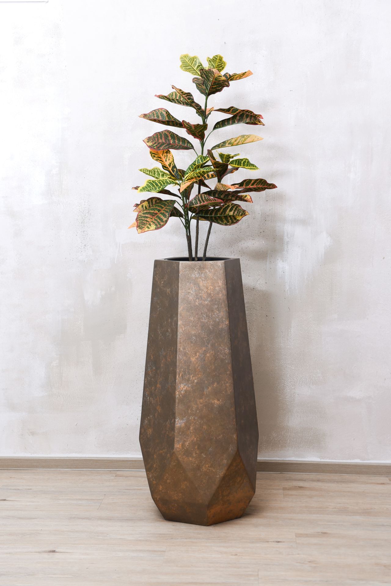 Blumenkübel aus Fiberglas HEXAGON in Quarzgrau