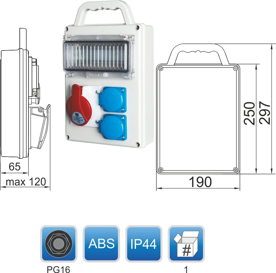 Baustromverteiler / Wandverteiler 1 x CEE 16A & 2...