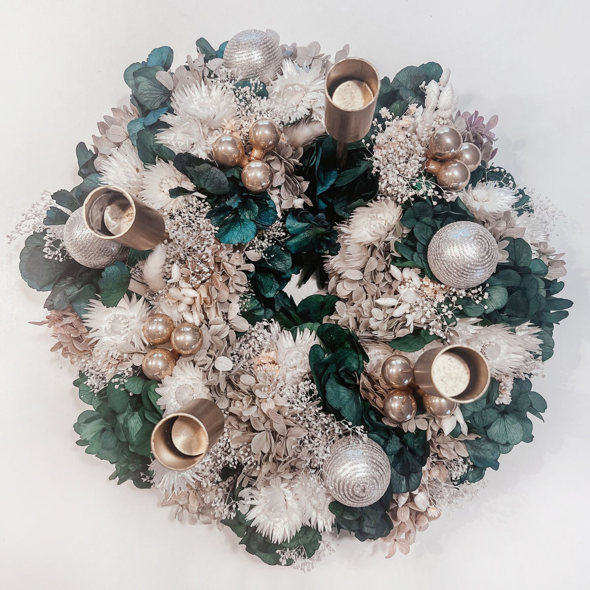 Adventskranz "Hortensie Petrol"